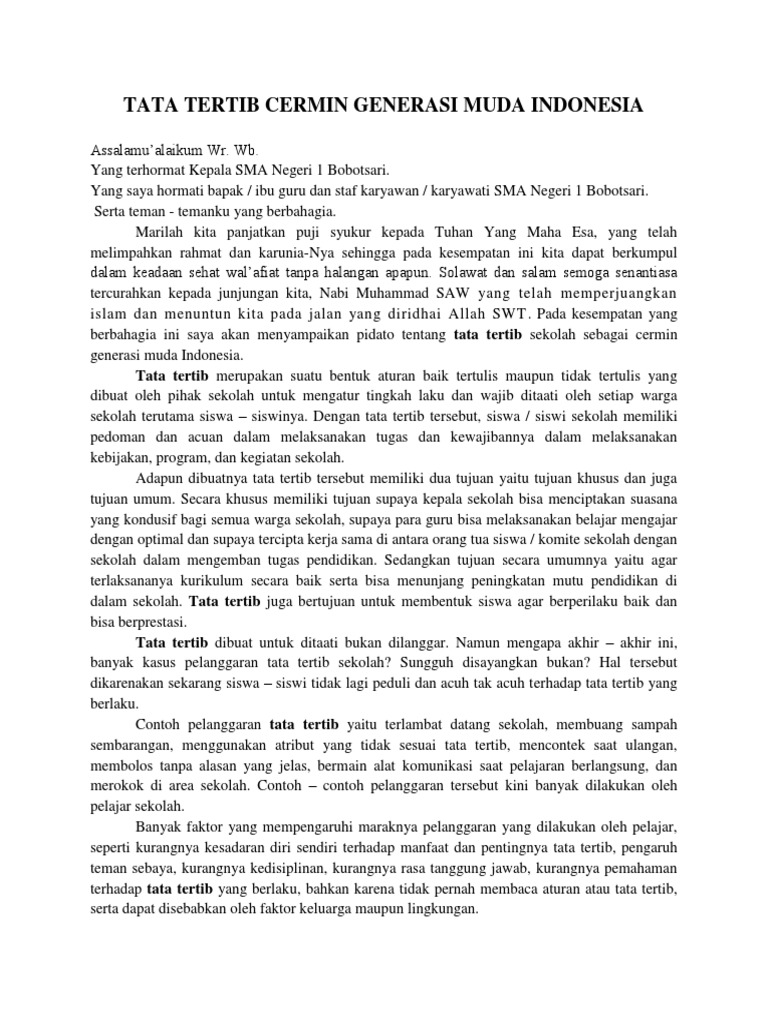 Tata Tertib Cermin Generasi Muda Indonesia