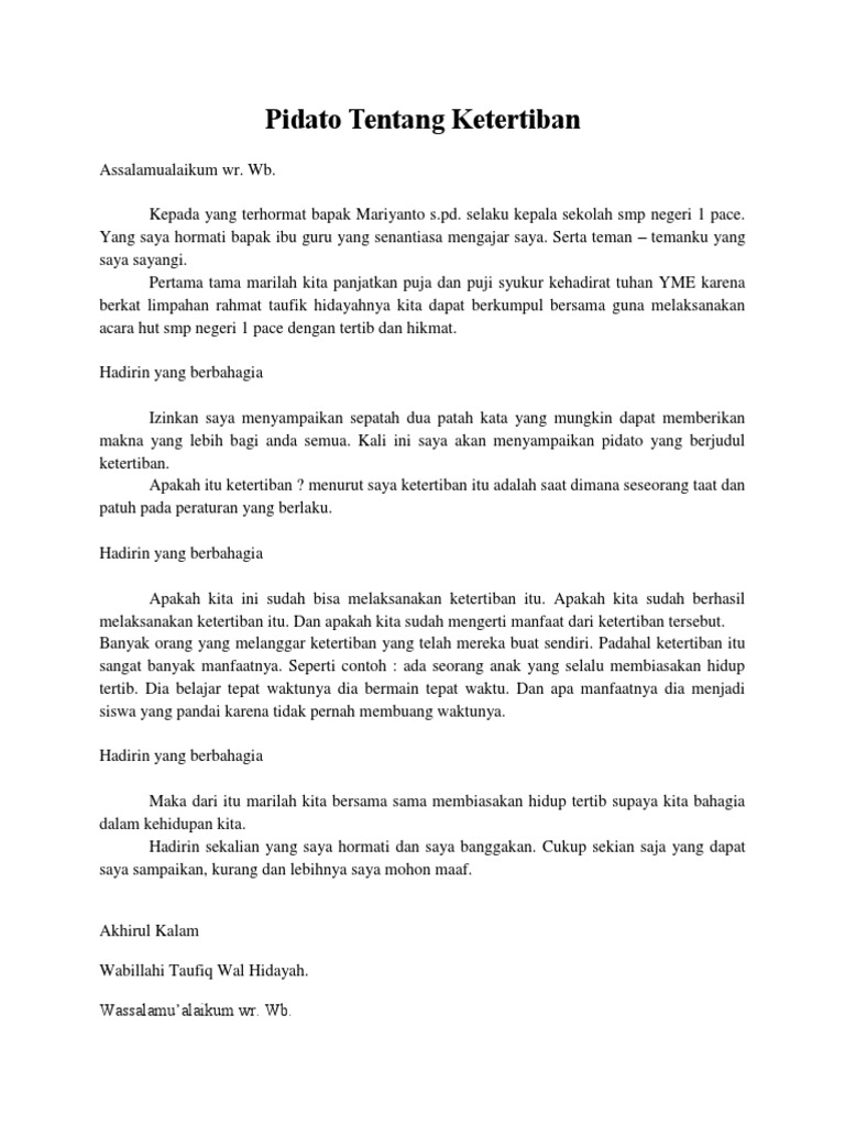 Pidato Tentang Ketertiban PDF