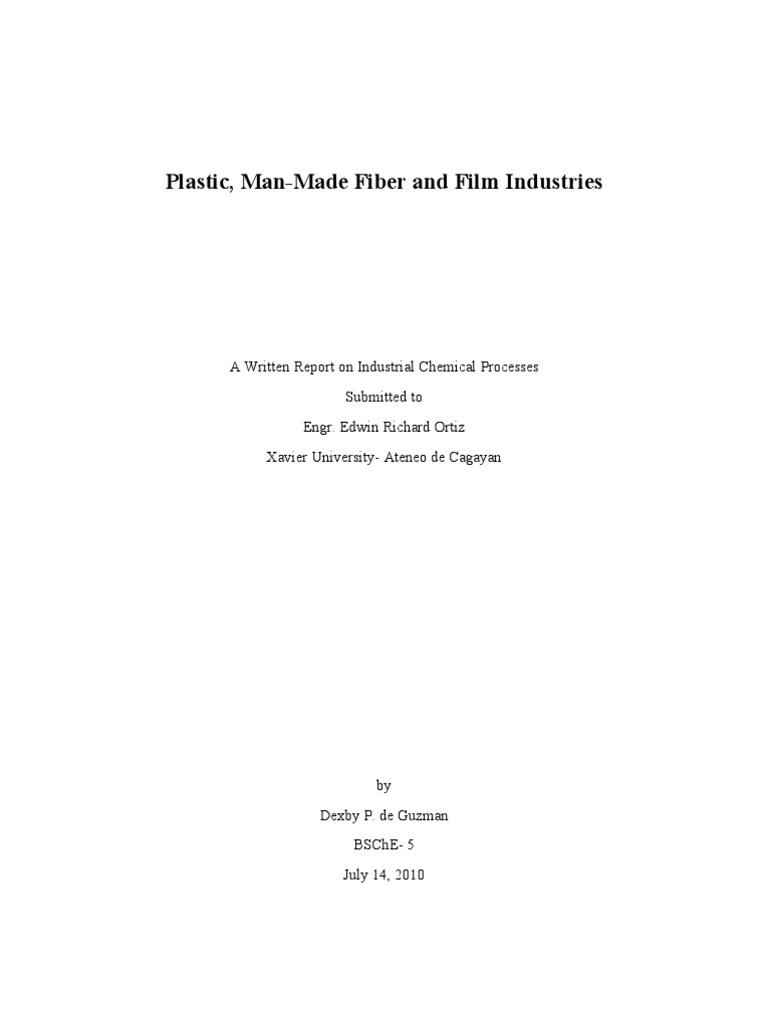 Plastic Man Made Fiber and Film Industries PDF Fibers Polyethylene