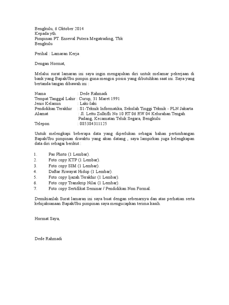 Download 98+ Contoh Surat Lamaran Kerja Non Formal Gratis