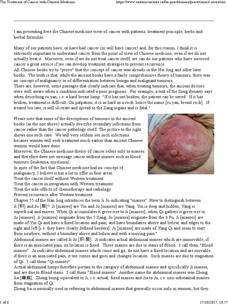Chinese Medicine Approaches to Cancer | PDF | Traditional Chinese ...