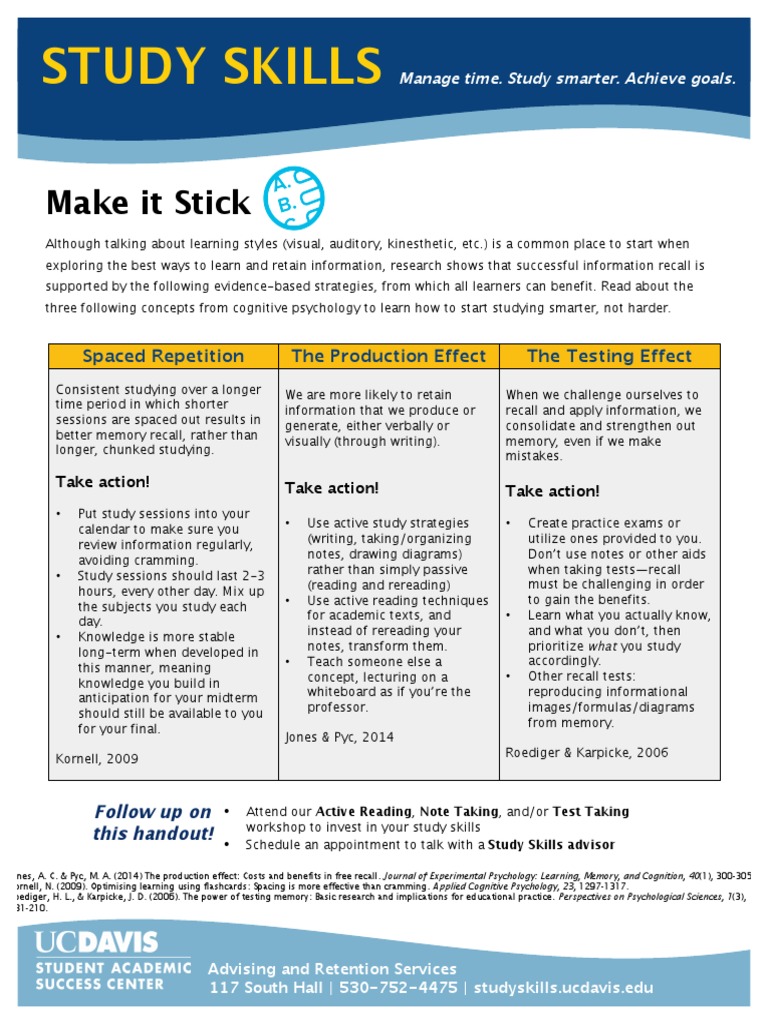 Make it stick pdf pdf study skills psychology