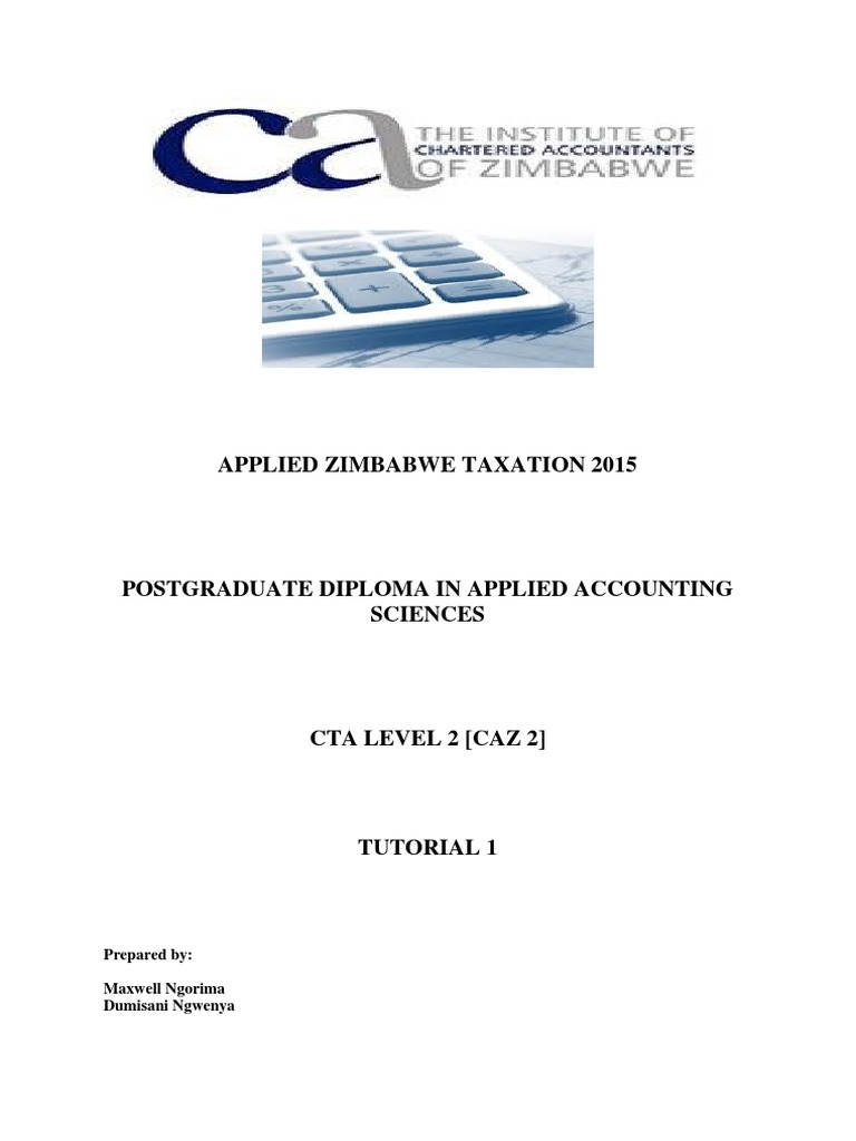 Zimbabwe Taxation Tutorial L PDF Taxes Value Added Tax