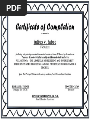 Certificate of Completion