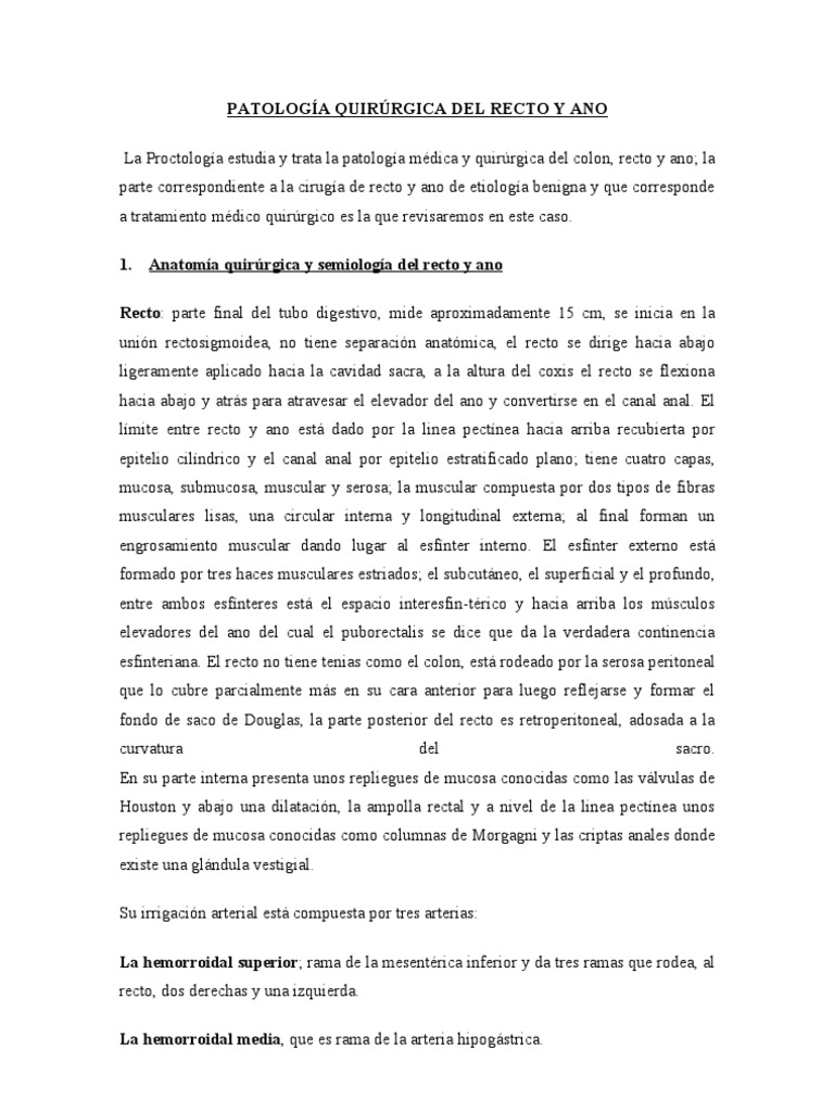 Patología Quirúrgica Recto y Ano | PDF | Hemorroides | Recto