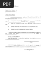 Sample of Affidavit of Witness Sample