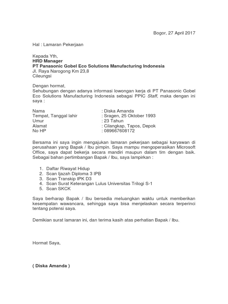 19+ Contoh Surat Lamaran Volunteer - Contoh Surat Lamaran Kerja