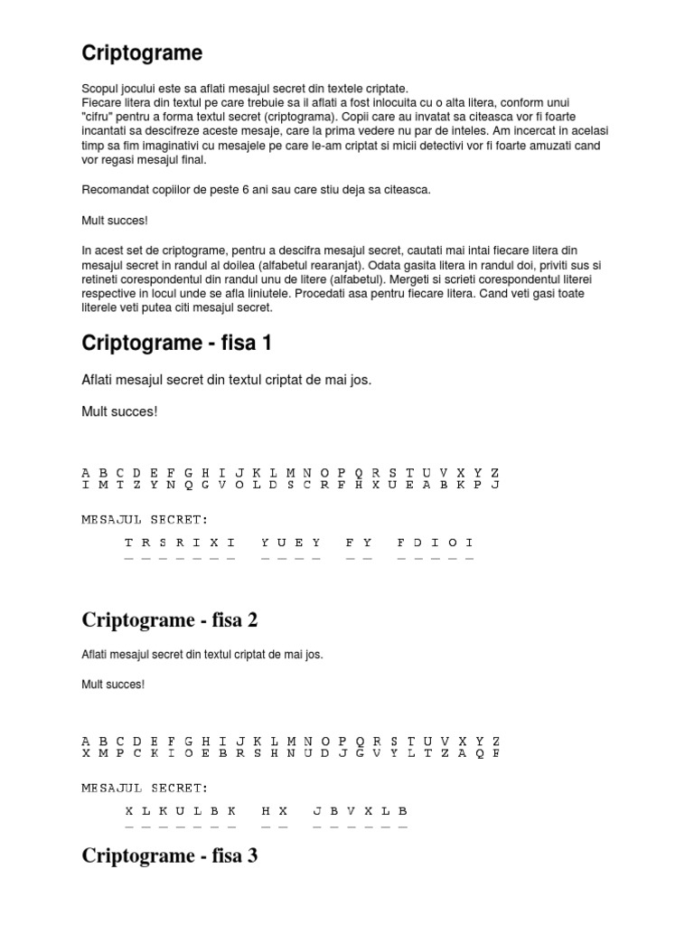 Criptograme, Sudoku, Rebus | PDF