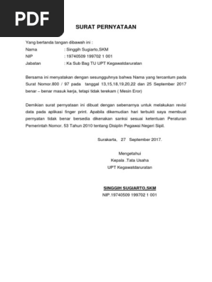 Surat Pernyataan Finger Print
