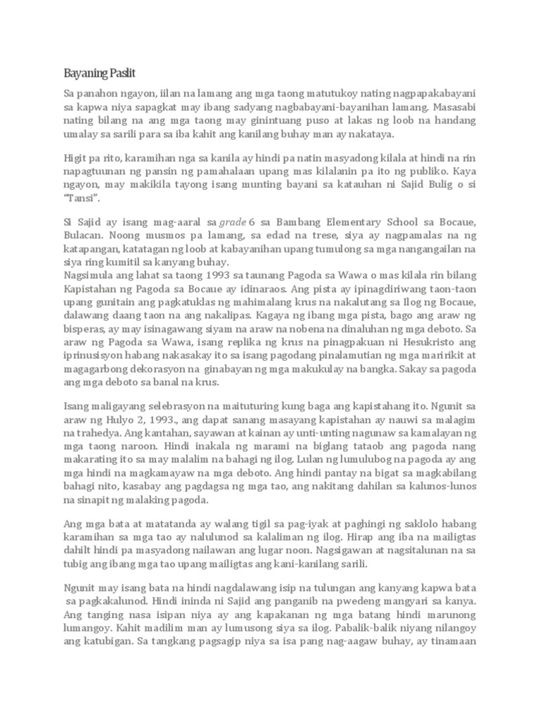 Bayaning Paslit | PDF