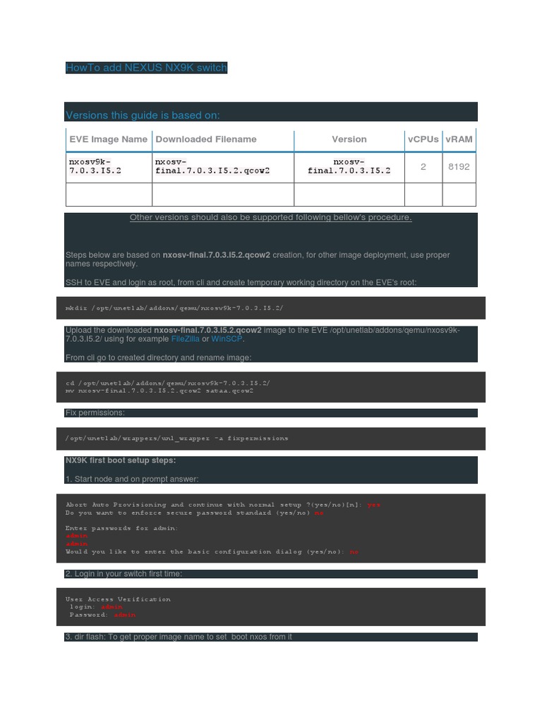 Add NX9K Switch in EVE-NG Guide | PDF | Command Line Interface ...