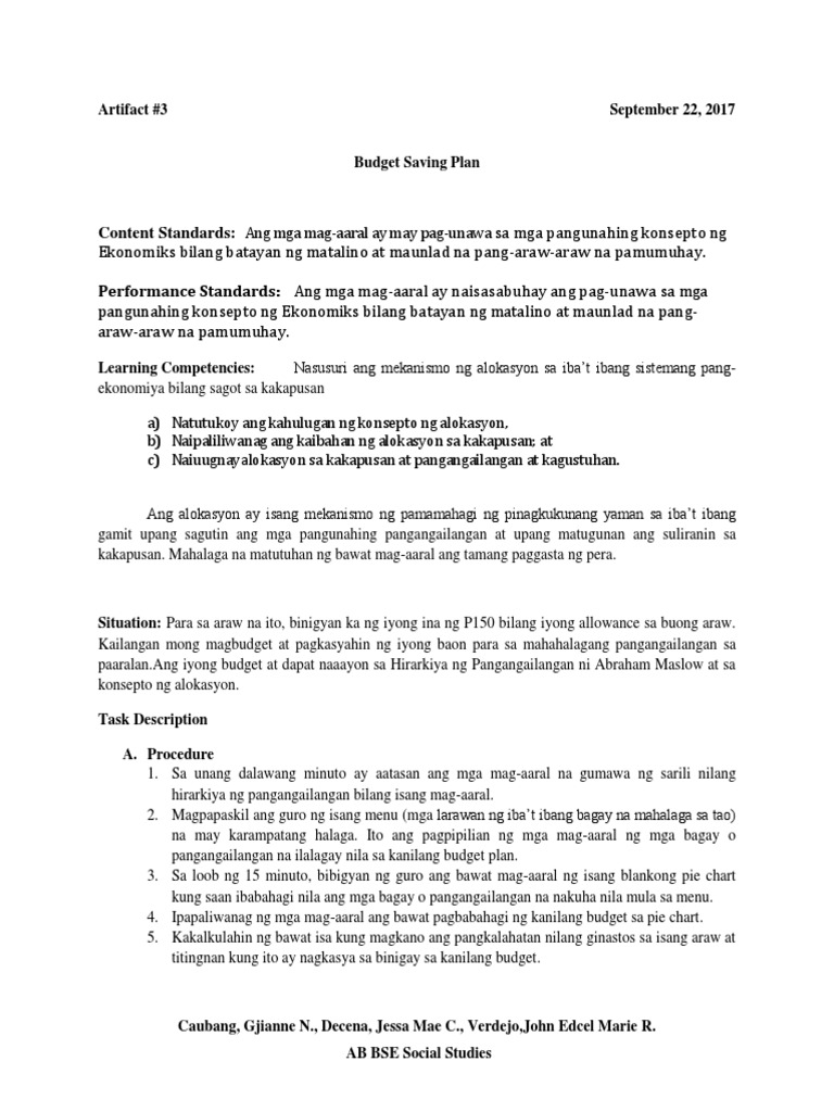 Budget Plan | PDF