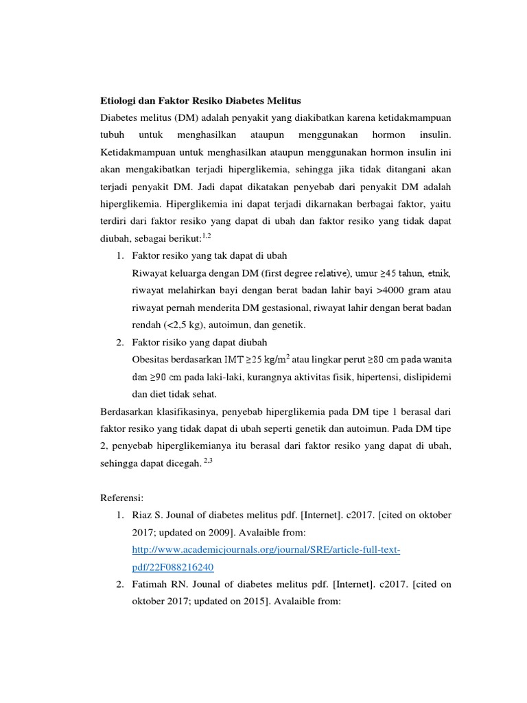 Etiologi Dan Faktor Resiko Diabetes Melitus | PDF