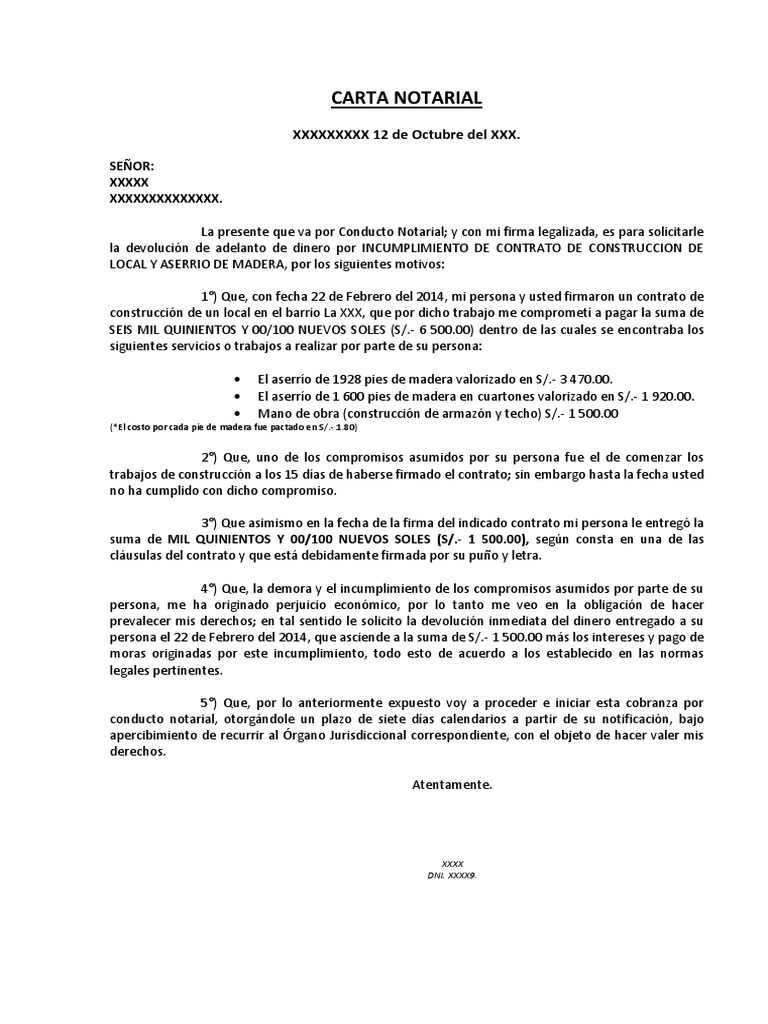 CARTA NOTARIAL