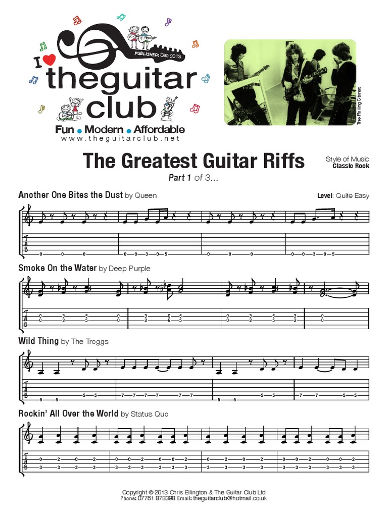Greatest Beginners Guitar Riffs (Sheet 1) PDF Arts du spectacle