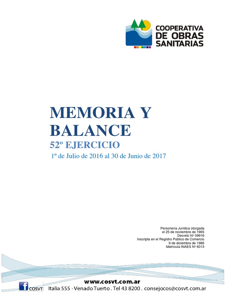 Memoria y Balance 52 PDF Cooperativa Scada