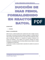 Produccion de Resinas Fenol Formaldehido en Reactor Batch