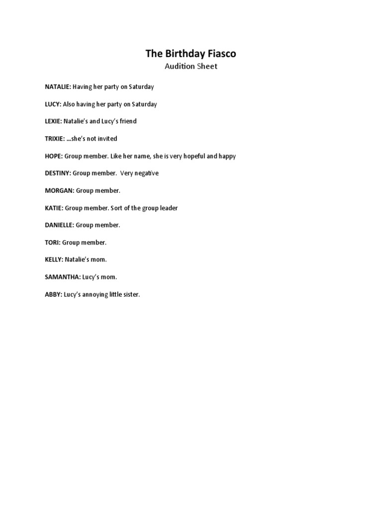 Birthday Party Script