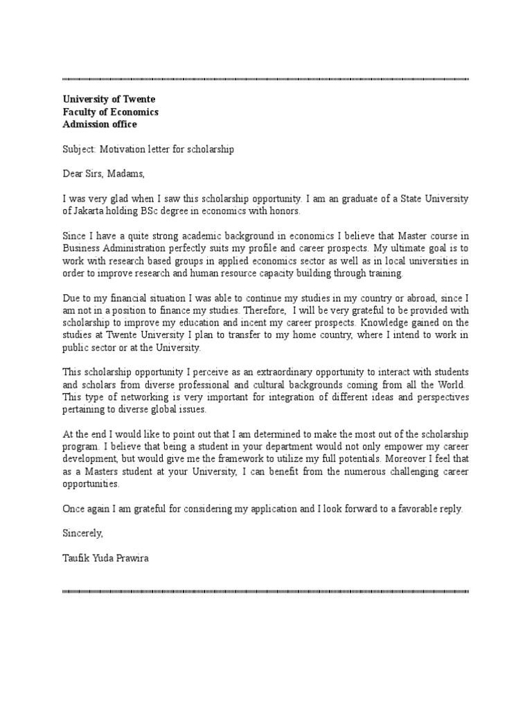 letter scholarship for money University Letter Peserta Tourism Motivation letter scholarship for money University Letter Peserta Tourism Motivation