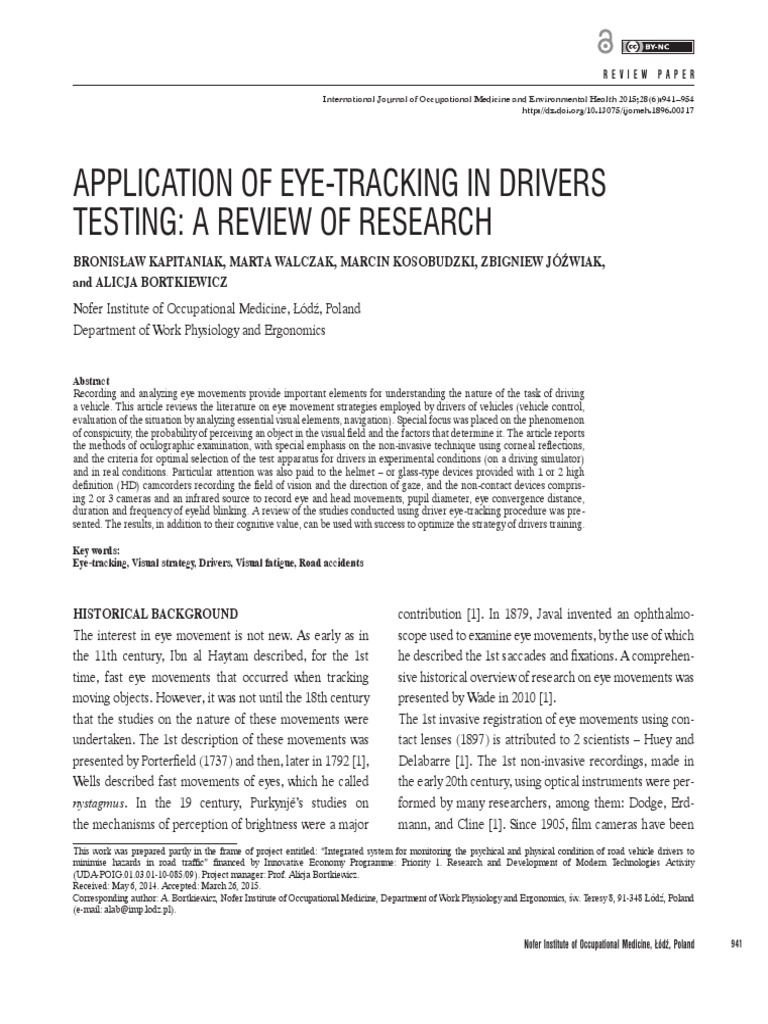 Application of Eye-Tracking in Drivers | PDF | Human Eye | Visual ...