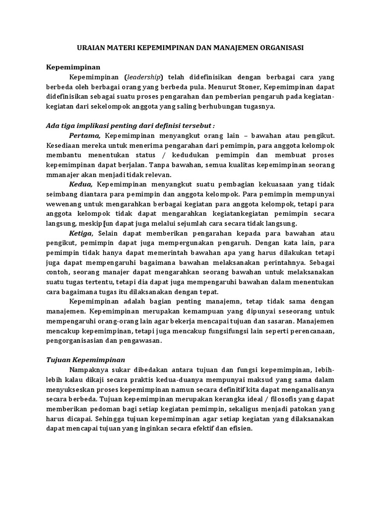 Materi Tentang Kepemimpinan Ilmusosial Id