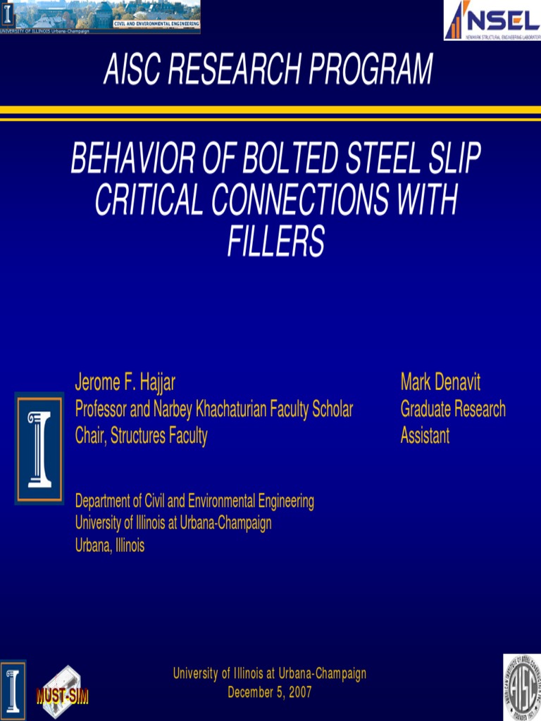 AISC Slip Critical Connections Presentation Structural Steel