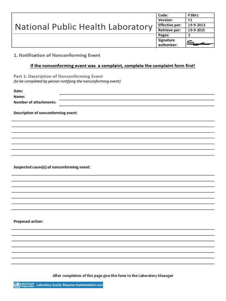 Nonconforming Event Reporting Form | PDF | Business