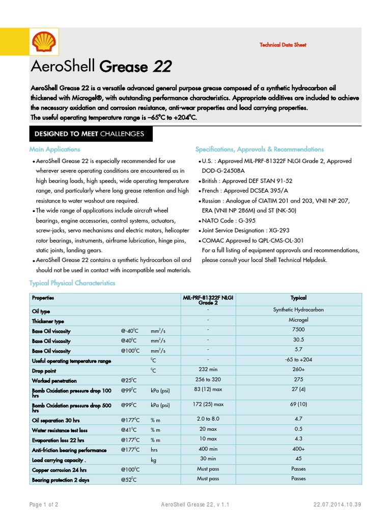 AeroShell Grease 22 PDF Materials Manufactured Goods