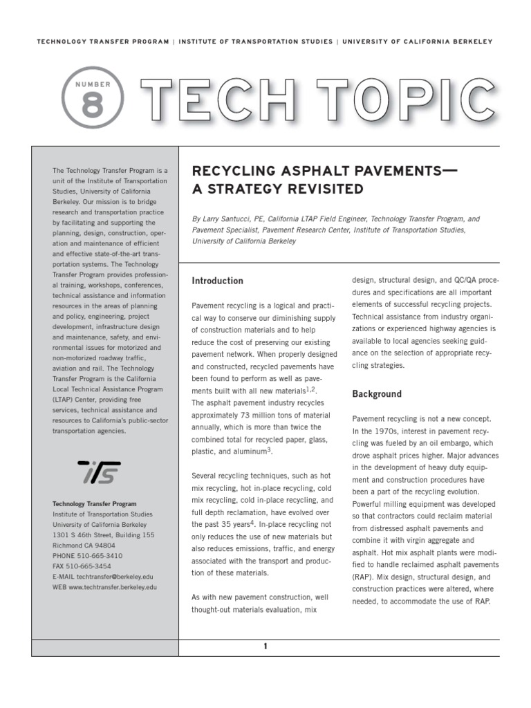 Recycling Asphalt Pavements-A Strategy Revisited | PDF | Road Surface ...