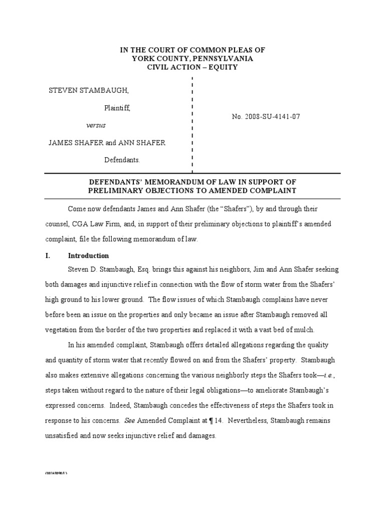 Sample Brief - Preliminary Objections (Public Filing) | PDF 