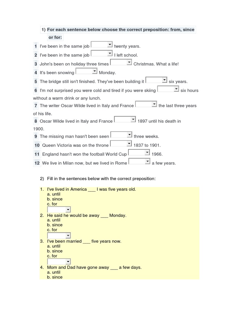 Preposition Exercises for Practice | PDF | Sports