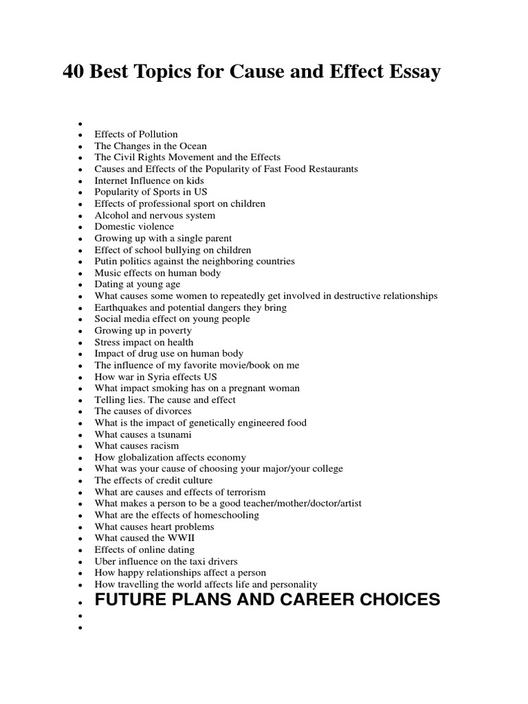 medical cause and effect essay topics