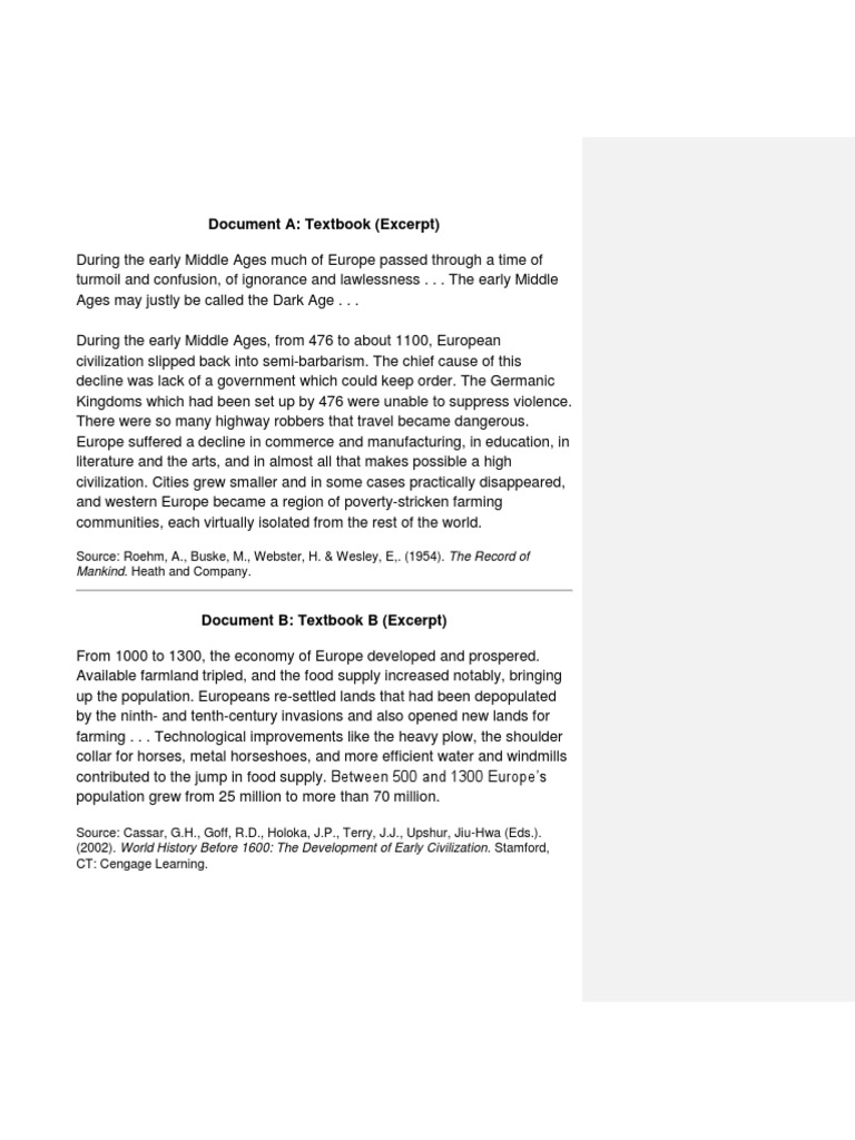 Document A: Textbook (Excerpt) : Mankind. Heath and Company | PDF ...