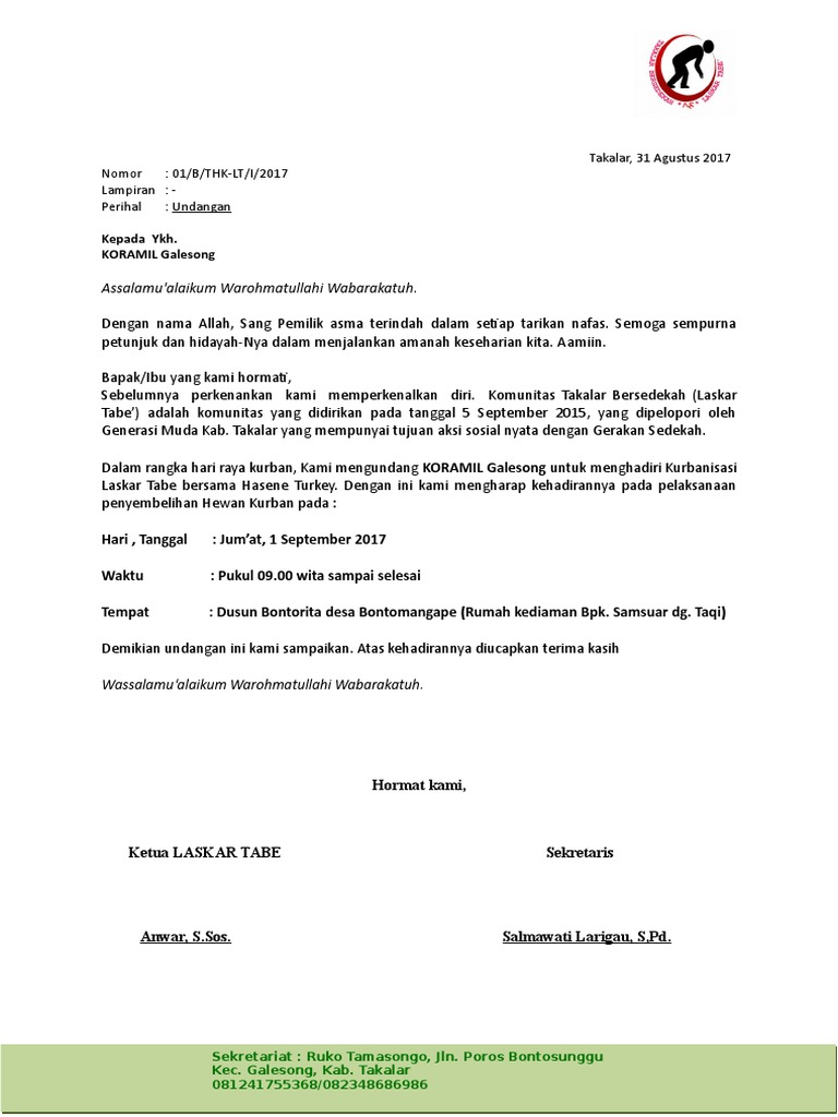 4800 Koleksi Contoh Surat Undangan Qurban Terbaru