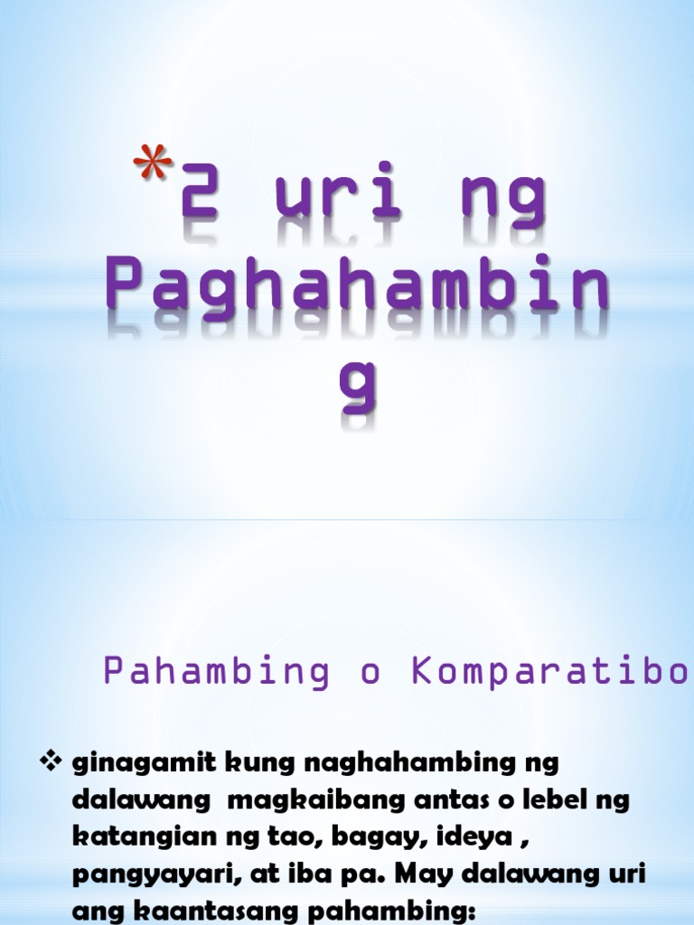 2 Uri NG Paghahambing | PDF