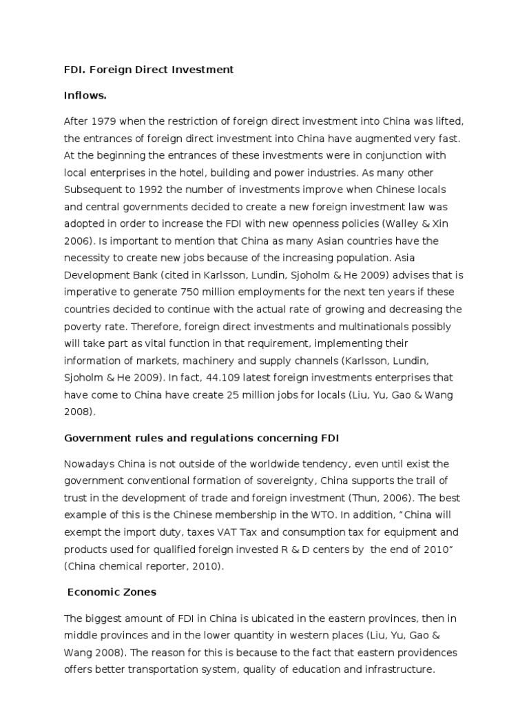 China's Foreign Direct Investment Growth | PDF | Foreign Direct ...