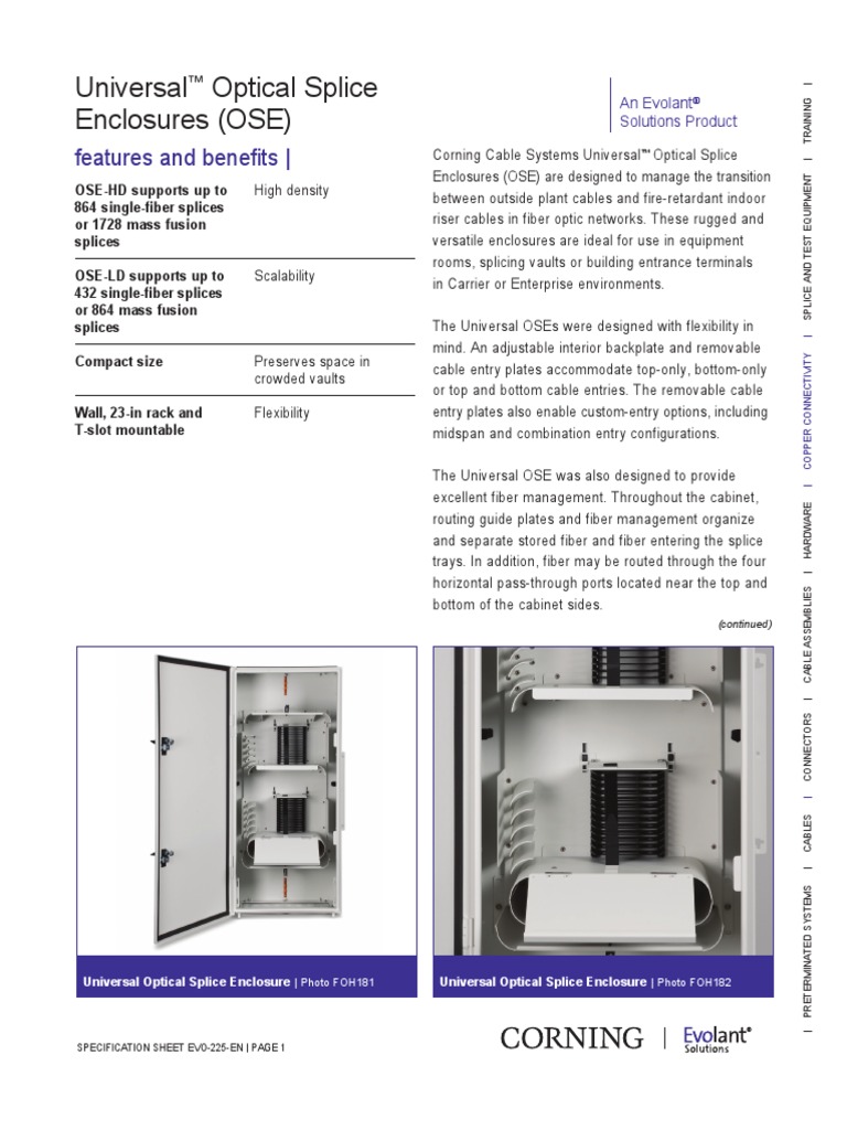 Universal Optical Splice Enclosures (OSE) : Features and Benefits | PDF ...