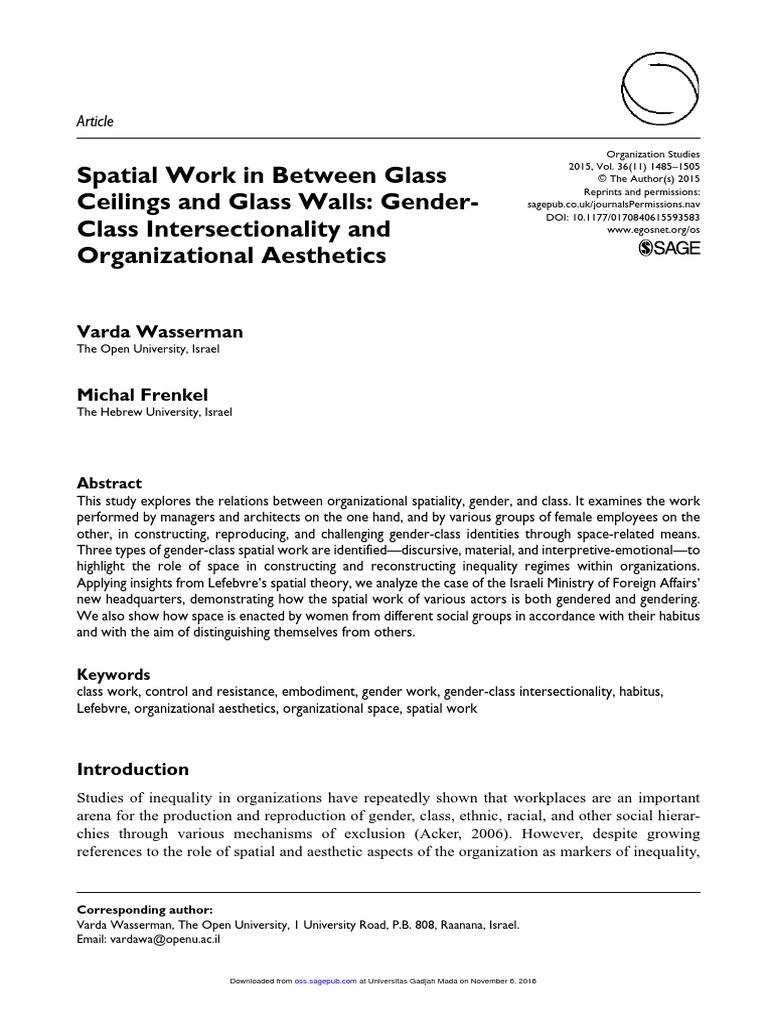 Spatial Work in Between Glass Ceilings and Glass Walls GenderClass