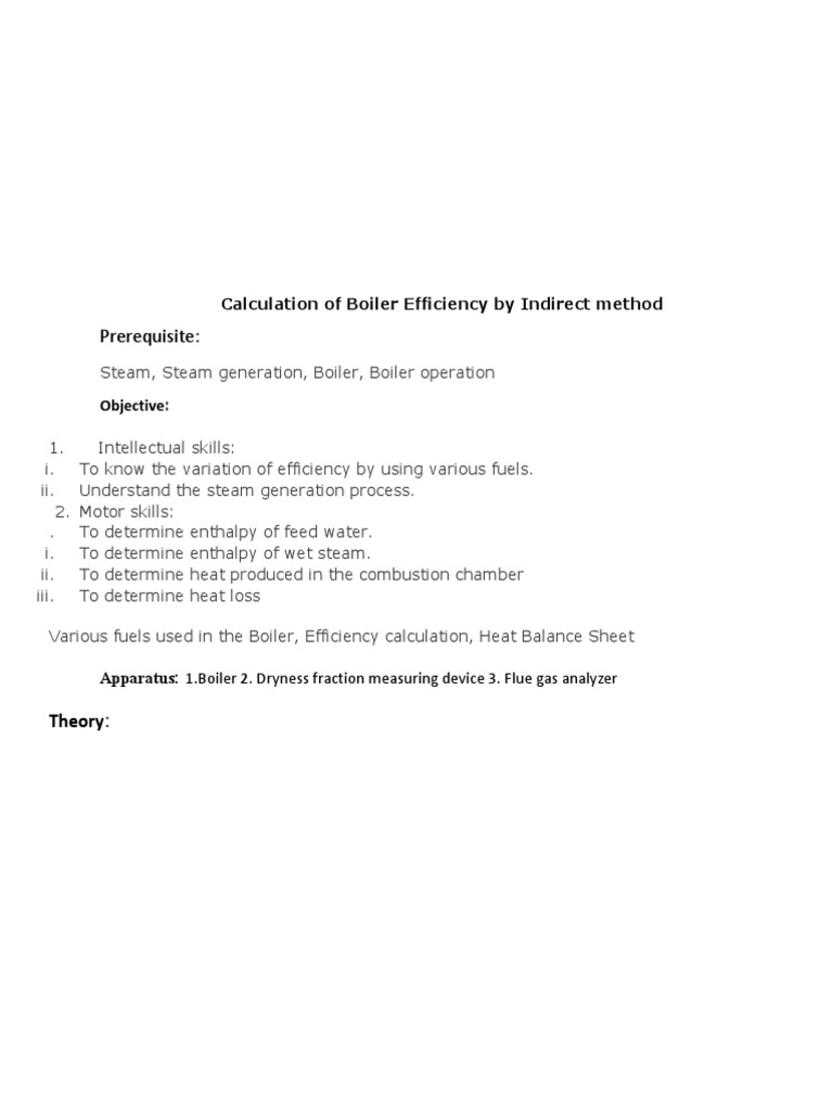 Calculation of Boiler Efficiency by Indirect Method | PDF | Boiler ...
