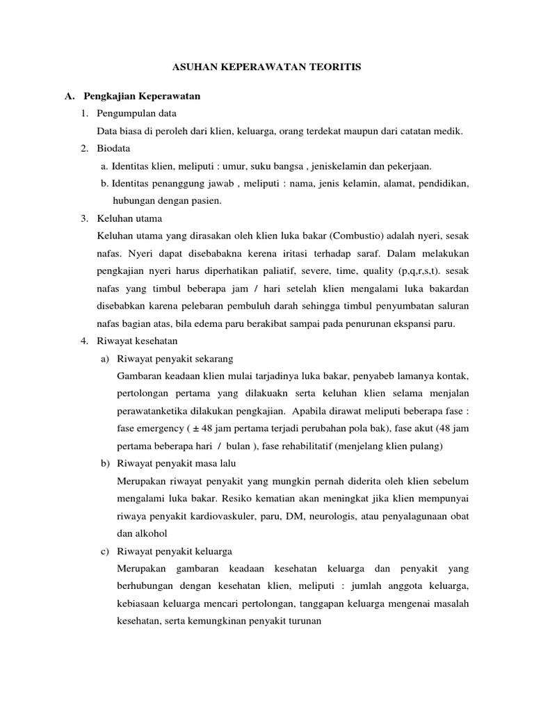 Asuhan Keperawatan Teoritis Luka Bakar