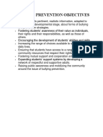 Bullying Prevention Objectives