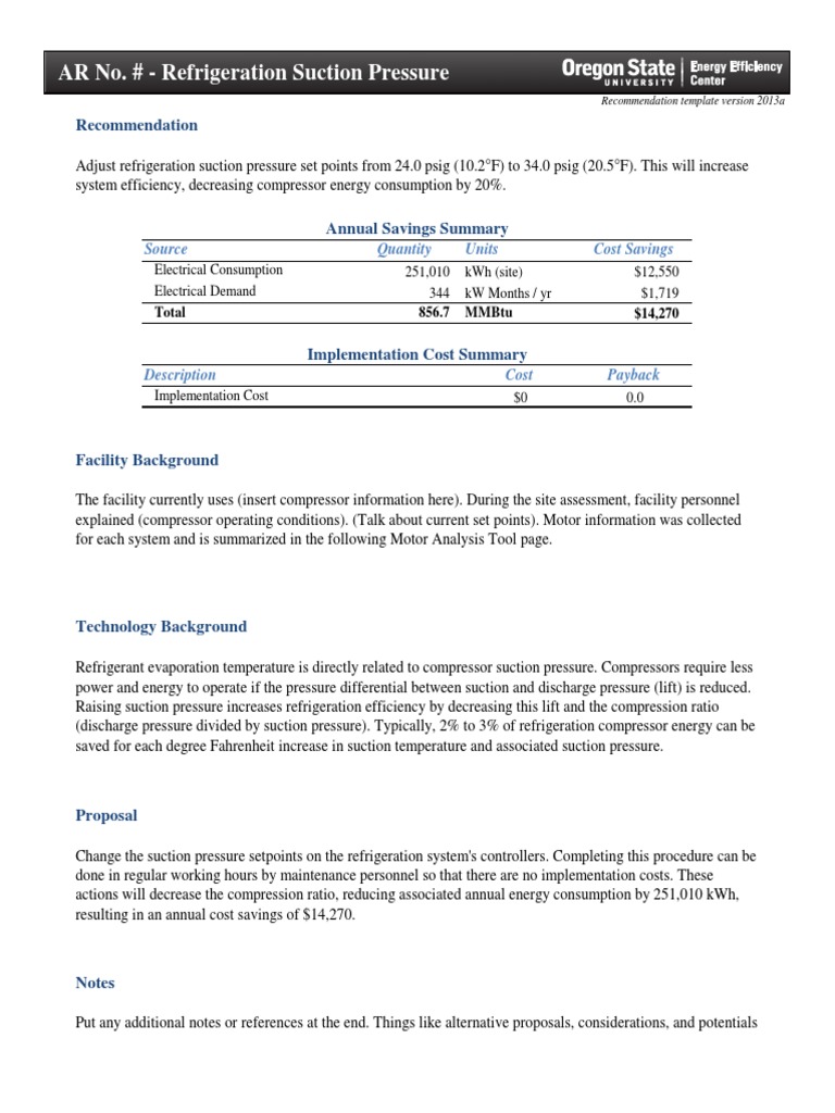 Optimize Refrigerator Suction Pressure | PDF | Gas Compressor ...