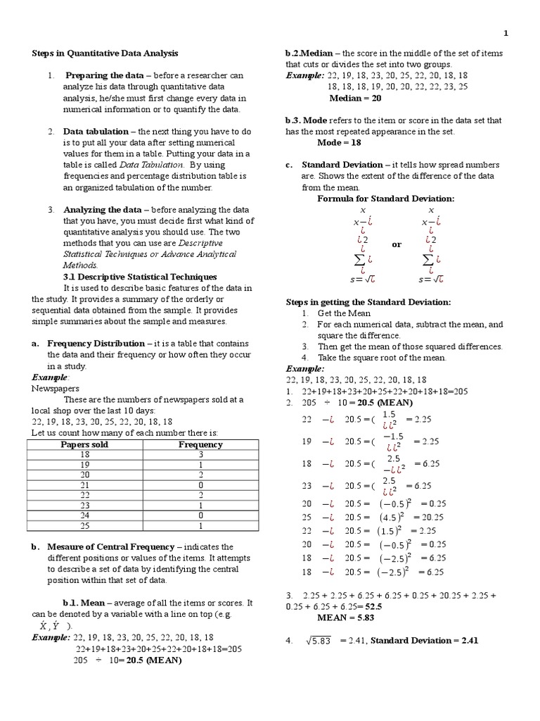 Steps in Quantitative Data Analysis | Data Analysis | Variance