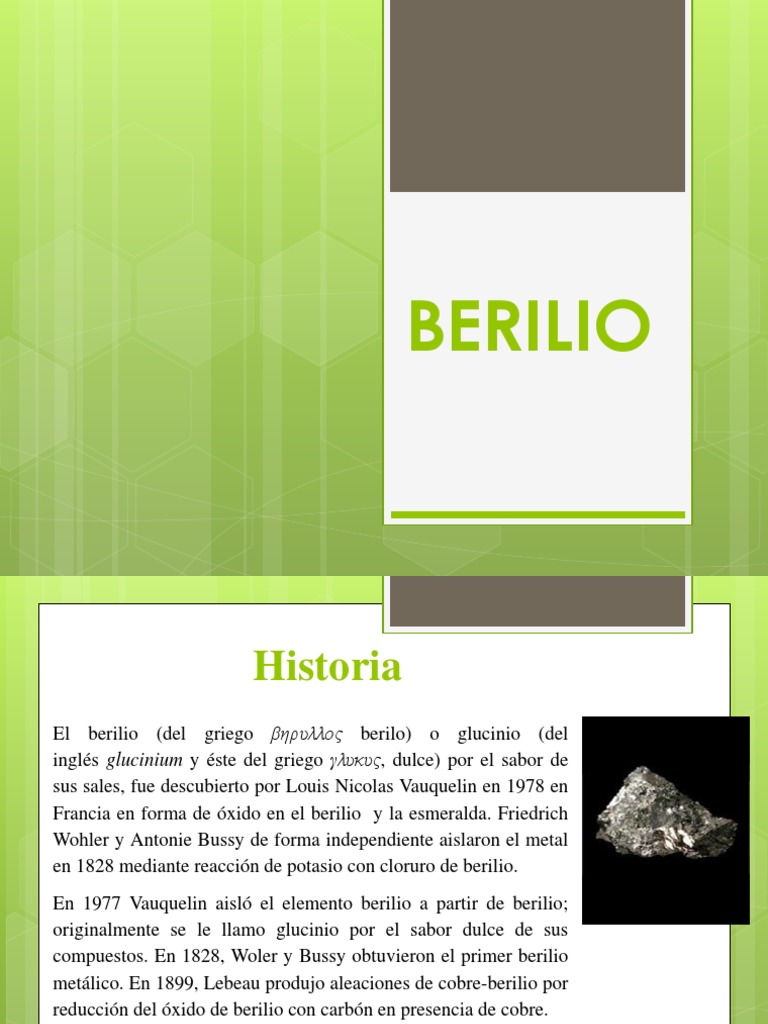 Propiedades y Aplicaciones del Berilio | PDF | Aluminio | Rieles