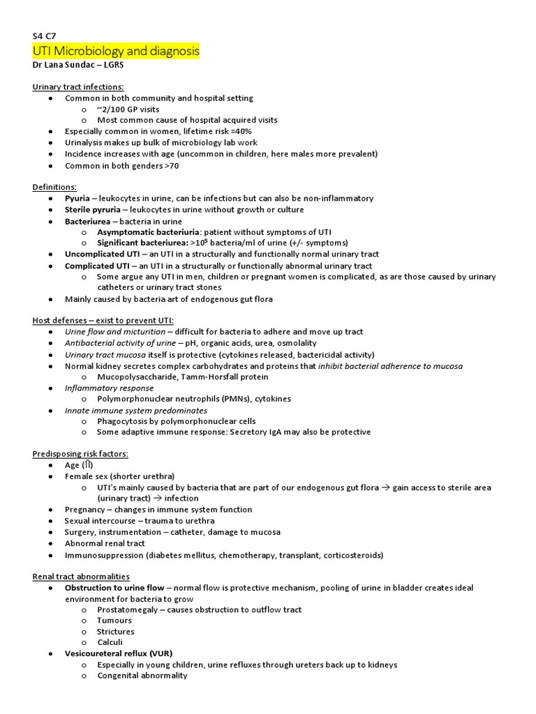 UTI Microbiology and Diagnosis PDF Urinary Tract Infection Immune