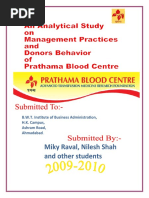 Prathama Blood Bank, Management Practice and Donors Behavior.