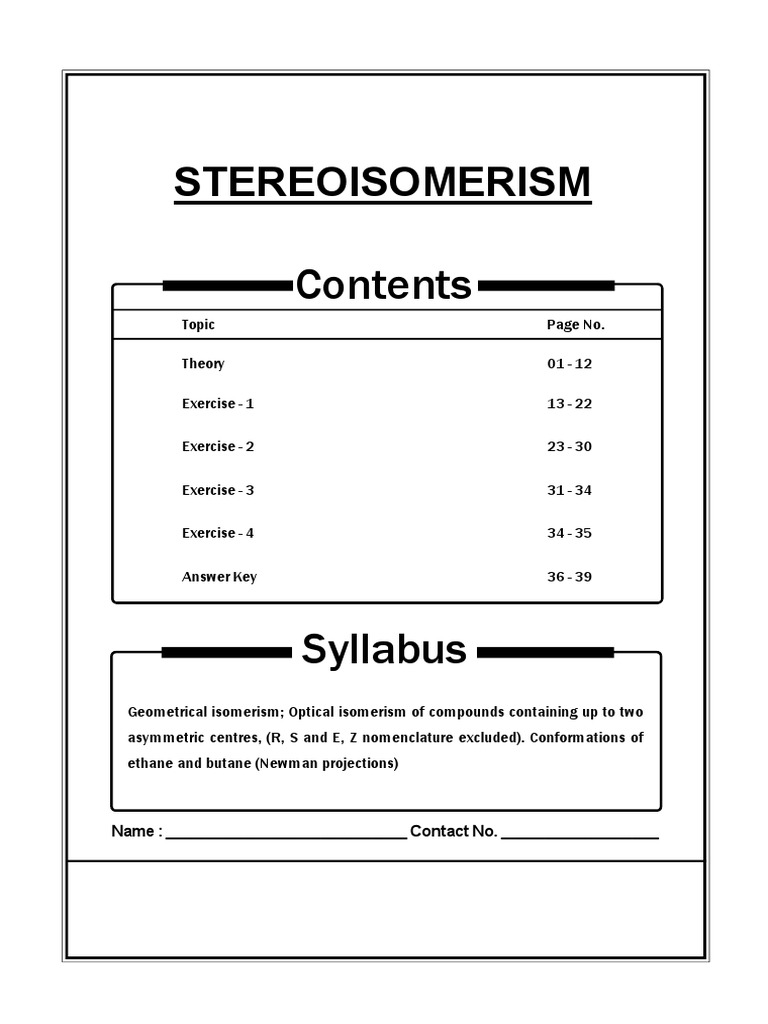 Stereo Isomerism | PDF | Conformational Isomerism | Chirality