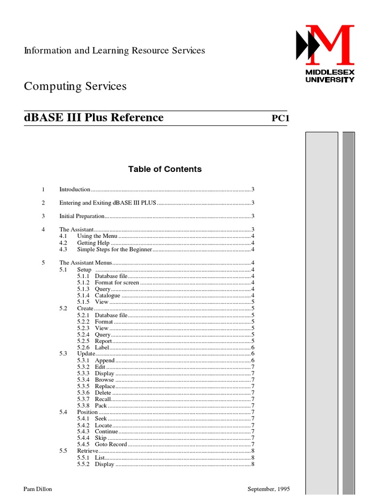 Dbase III Plus Tutorial | Database Index | Computer File