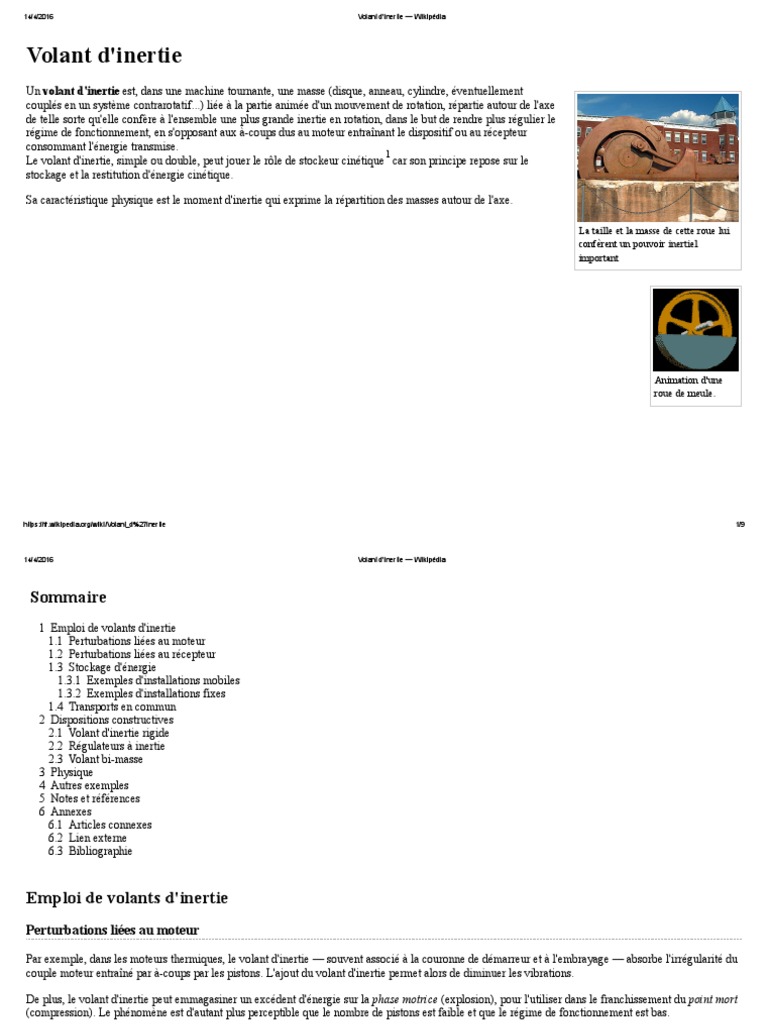 Volant D'inertie  Wikipédia PDF  PDF  Univers physique  Machine