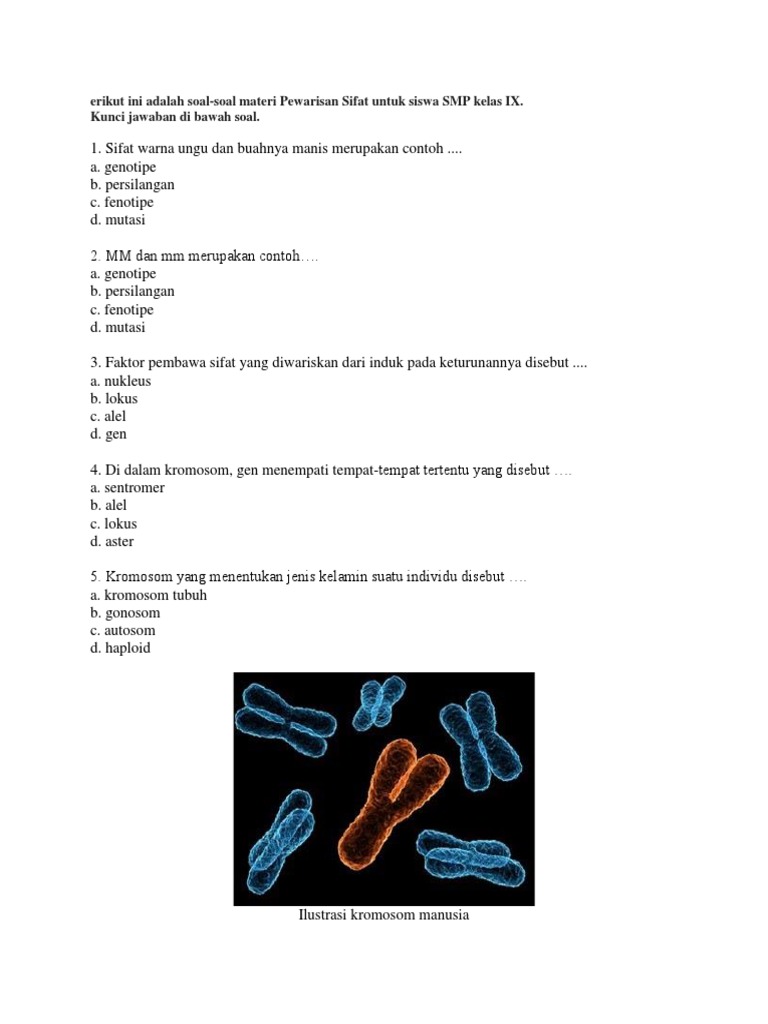 Latihan Soal Pewarisan Sifat Kelas 9 Smp